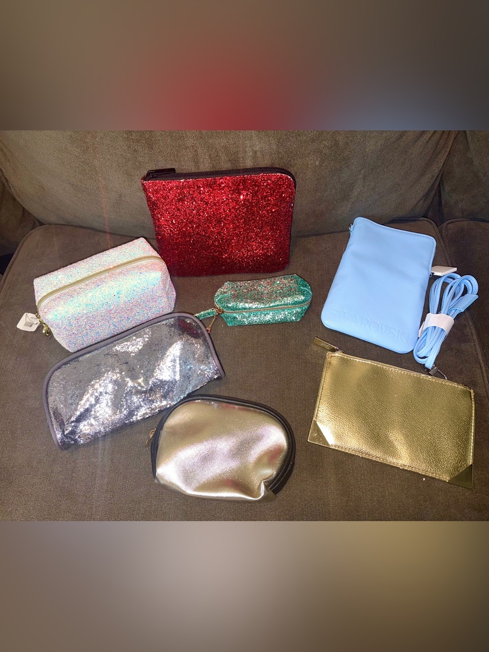 Assorted Glitter & Metallic Makeup Pouches bundle